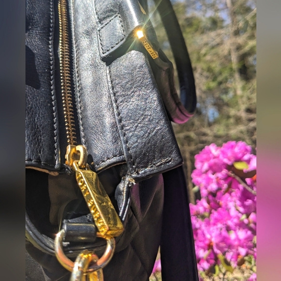 Tory Burch Black Leather Holland Satchel Shoulder Bag w/ Adjustable Strap - Picture 11 of 11